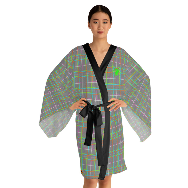 NEO-PLAID Kimono Robe with black trim
