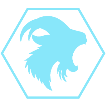 A light blue stylized ram head silhouette centered inside a hexagonal outline on a white background.