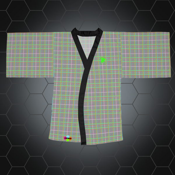 Kimono Robe: Neo-Plaid /w Black Trim