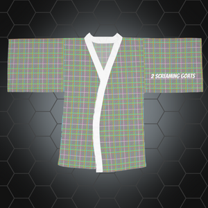 Kimono Robe: Neo-Plaid w/White Trim