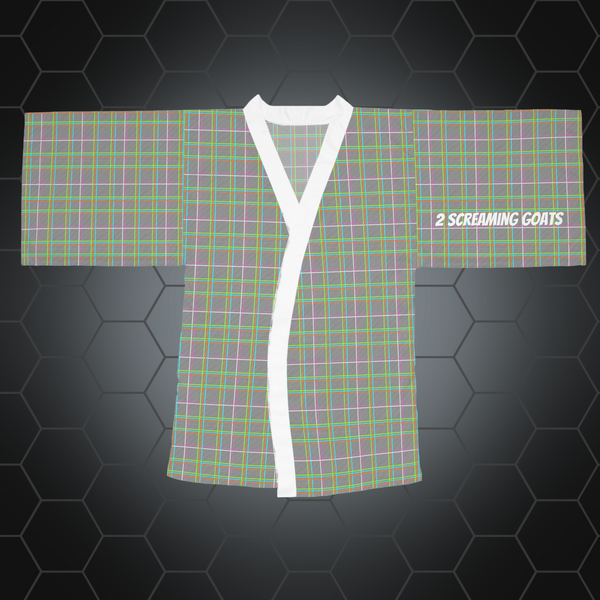 Kimono Robe: Neo-Plaid w/White Trim